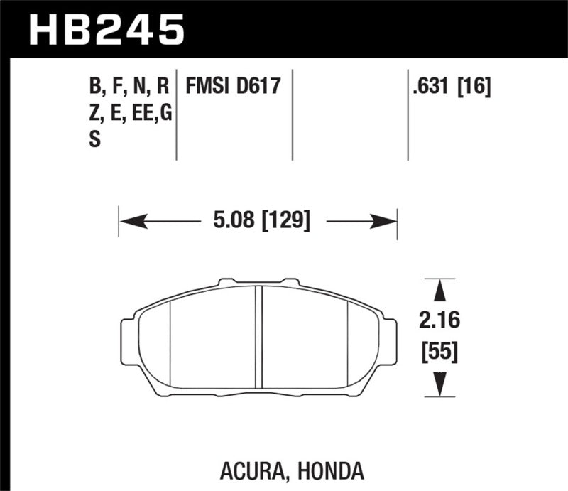 Hawk 94-01 Acura Integra (excl Type R)  DTC-60 Race Front Brake Pads Hawk 94-01 Acura Integra (excl Type R)  DTC-60 Race Front Brake Pads