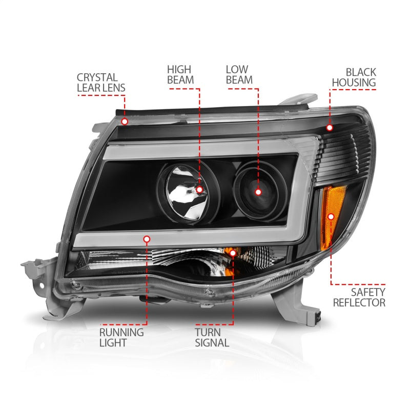 ANZO 05-09 Toyota Tacoma Projector Light Bar Style Headlights w/ C Light Bar ANZO 05-09 Toyota Tacoma Projector Light Bar Style Headlights w/ C Light Bar