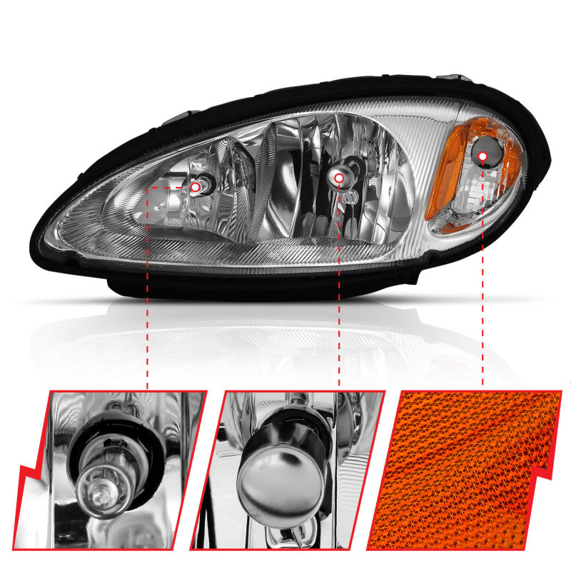 ANZO 2001-2005 Chrysler Pt Cruiser Crystal Headlight Chrome Amber (OE) ANZO 2001-2005 Chrysler Pt Cruiser Crystal Headlight Chrome Amber (OE)