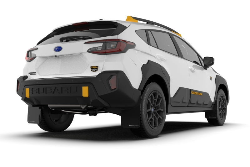 Rally Armor - 2024 Subaru Crosstrek (Wilderness Only) Black UR Mud Flap W/Grey Logo-No Drilling Req Rally Armor - 2024 Subaru Crosstrek (Wilderness Only) Black UR Mud Flap W/Grey Logo-No Drilling Req