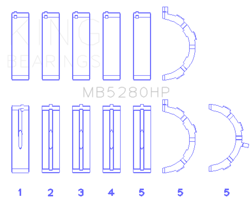King Ford Prod. V8 4.6L/5.4L Will Not Fit 13-14 GT500 Performance Main Bearing Set - Size STD King Ford Prod. V8 4.6L/5.4L Will Not Fit 13-14 GT500 Performance Main Bearing Set - Size STD