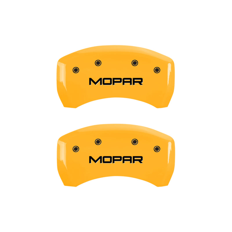 MGP 4 Caliper Covers Engraved Front & Rear MOPAR Yellow finish black ch MGP 4 Caliper Covers Engraved Front & Rear MOPAR Yellow finish black ch