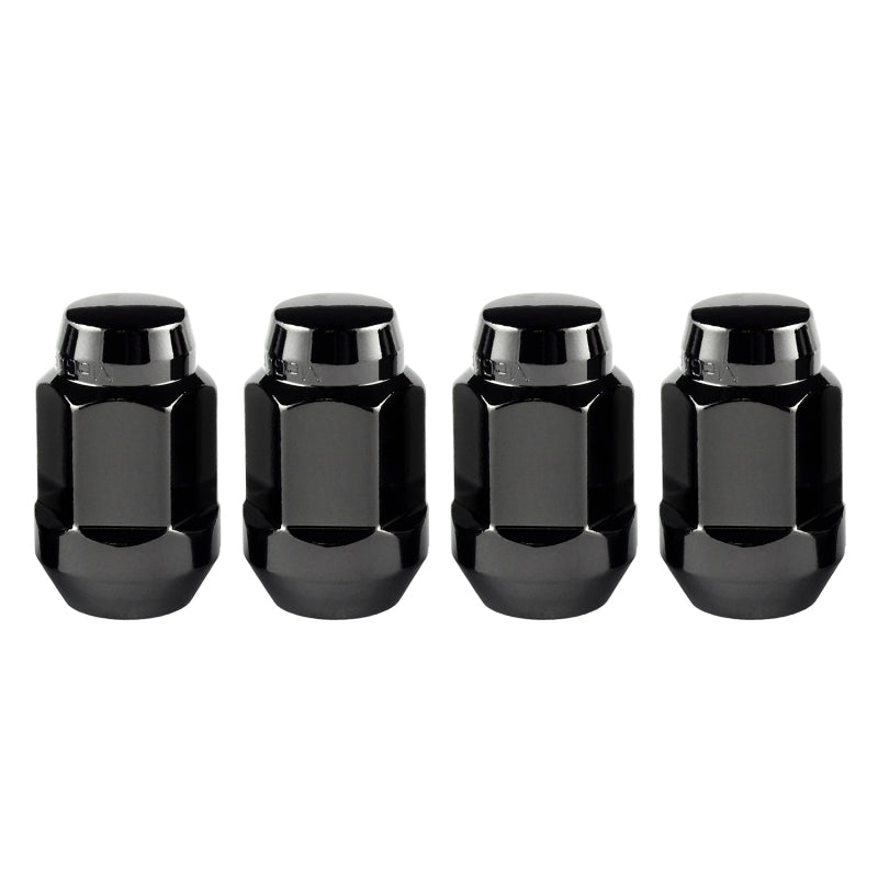 McGard Hex Lug Nut (Cone Seat Bulge Style) M14X1.5 / 22mm Hex / 1.635in. Length (4-Pack) - Black McGard Hex Lug Nut (Cone Seat Bulge Style) M14X1.5 / 22mm Hex / 1.635in. Length (4-Pack) - Black