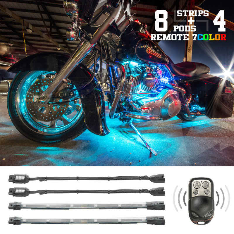 XK Glow Flex Strips 7 Color LED Accent Light Motorcycle/ATV Kit (8xCompact Pods + 4x10In) XK Glow Flex Strips 7 Color LED Accent Light Motorcycle/ATV Kit (8xCompact Pods + 4x10In)