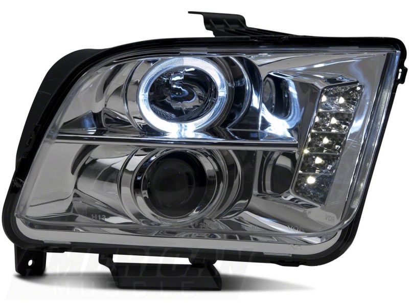 Raxiom 05-09 Ford Mustang Excluding GT500 LED Halo Projector Headlights- Chrome Housing (Clear Lens) Raxiom 05-09 Ford Mustang Excluding GT500 LED Halo Projector Headlights- Chrome Housing (Clear Lens)