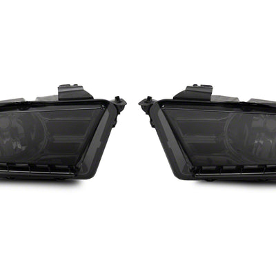 Raxiom 10-12 Ford Mustang Axial Series OEM Style Rep Headlights- Chrome Housing- Smoked Lens