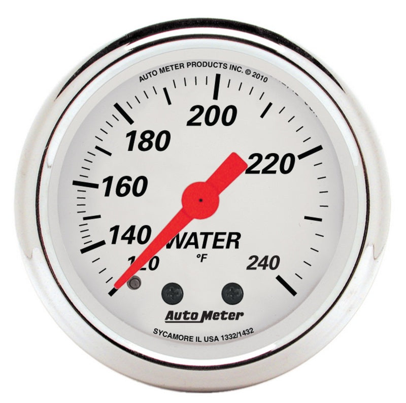 AutoMeter Gauge Water Temp 2-1/16in. 120-240 Deg. F Mech Arctic White AutoMeter Gauge Water Temp 2-1/16in. 120-240 Deg. F Mech Arctic White