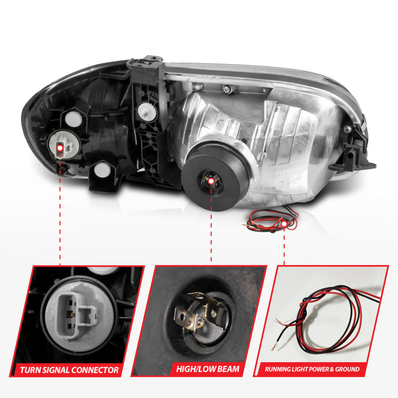 ANZO 00-04 Toyota Tundra (Fits Reg/Acc Cab Only) Crystal Headlights w/Light Bar Black w/Corner Light ANZO 00-04 Toyota Tundra (Fits Reg/Acc Cab Only) Crystal Headlights w/Light Bar Black w/Corner Light