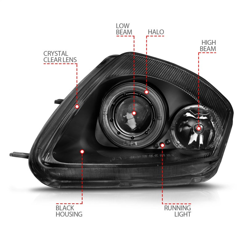 ANZO 2000-2005 Mitsubishi Eclipse Projector Headlights w/ Halo Black ANZO 2000-2005 Mitsubishi Eclipse Projector Headlights w/ Halo Black