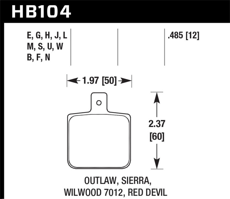 Hawk Sierra/Outlaw/Wilwood HP+ Street Brake Pads Hawk Sierra/Outlaw/Wilwood HP+ Street Brake Pads