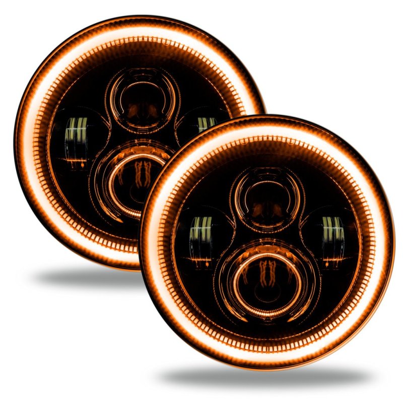 Oracle Jeep Wrangler JL/Gladiator JT 7in. High Powered LED Headlights (Pair) - Amber SEE WARRANTY Oracle Jeep Wrangler JL/Gladiator JT 7in. High Powered LED Headlights (Pair) - Amber SEE WARRANTY
