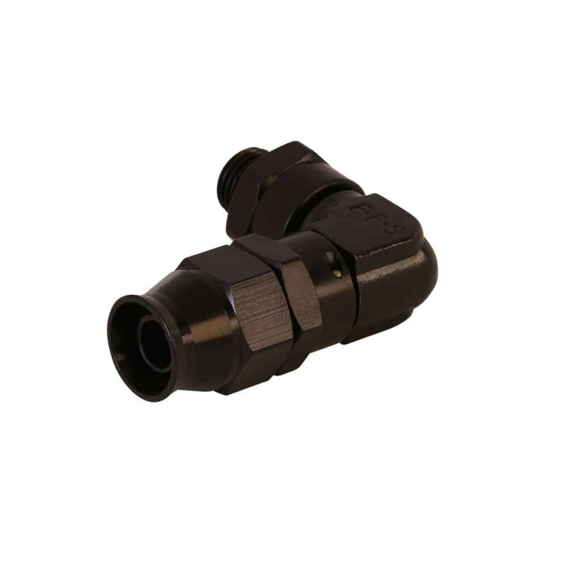 Aeromotive PTFE Hose End - AN-06 to AN-08 Hose - 90 Deg - Black Anodized Aeromotive PTFE Hose End - AN-06 to AN-08 Hose - 90 Deg - Black Anodized