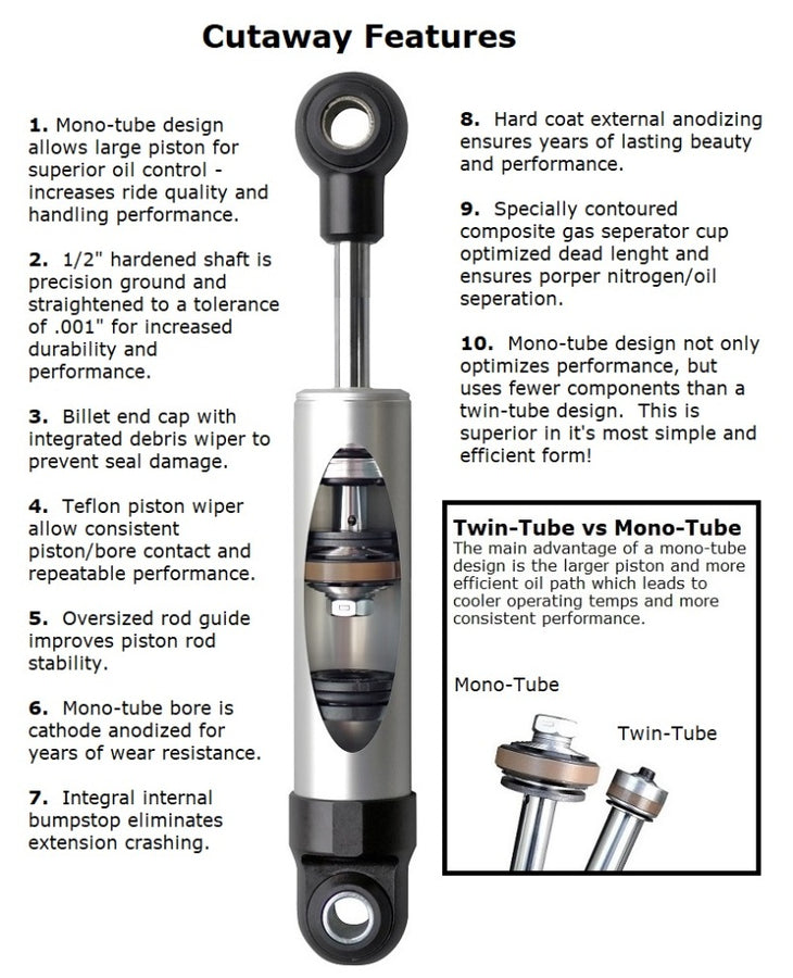 Ridetech 67-69 Camaro and Firebird HQ Series Shock Absorber Rear Ridetech 67-69 Camaro and Firebird HQ Series Shock Absorber Rear