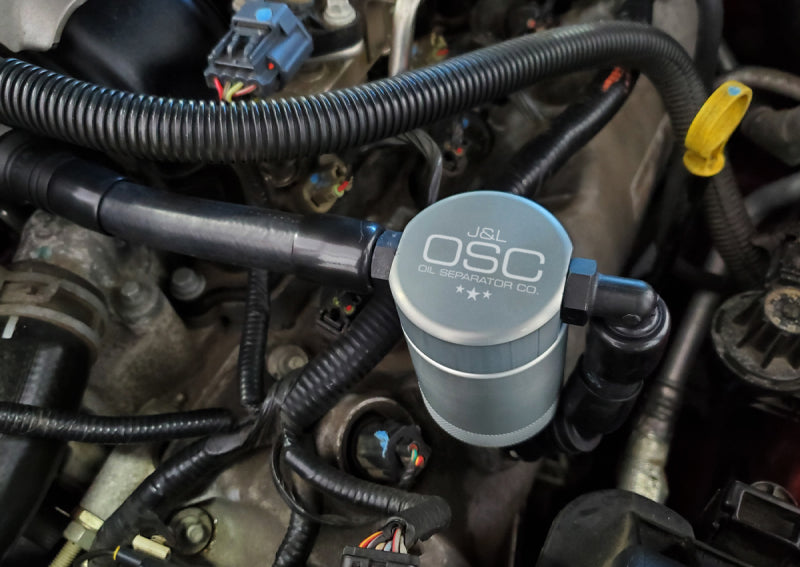J&L 05-10 Ford Mustang GT Driver Side Oil Separator 3.0 V2 - Clear Anodized J&L 05-10 Ford Mustang GT Driver Side Oil Separator 3.0 V2 - Clear Anodized