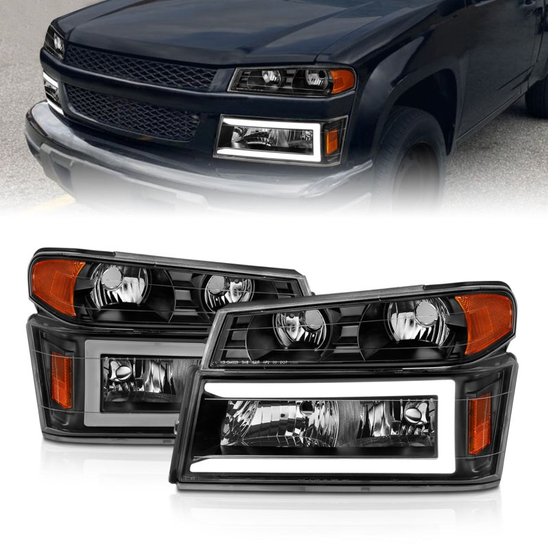 ANZO 04-12 GM Colorado/Canyon/I-Series Crystal Headlights - w/ Light Bar Black Housing 4pcs ANZO 04-12 GM Colorado/Canyon/I-Series Crystal Headlights - w/ Light Bar Black Housing 4pcs