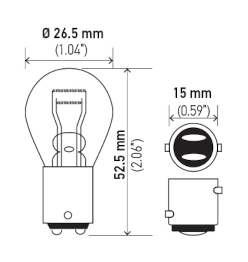 Hella Bulb 7225 12V 21/4W BAZ15d S8 Hella Bulb 7225 12V 21/4W BAZ15d S8