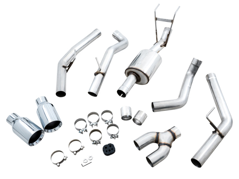 AWE Tuning 09-18 RAM 1500 5.7L (w/o Cutout) 0FG Dual Rear Exit Cat-Back Exhaust - Chrome Silver Tips AWE Tuning 09-18 RAM 1500 5.7L (w/o Cutout) 0FG Dual Rear Exit Cat-Back Exhaust - Chrome Silver Tips