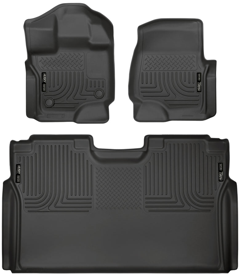 Husky Liners 15-23 Ford F-150 SuperCrew Weatherbeater Black Front & 2nd Seat Floor Liners Husky Liners 15-23 Ford F-150 SuperCrew Weatherbeater Black Front & 2nd Seat Floor Liners