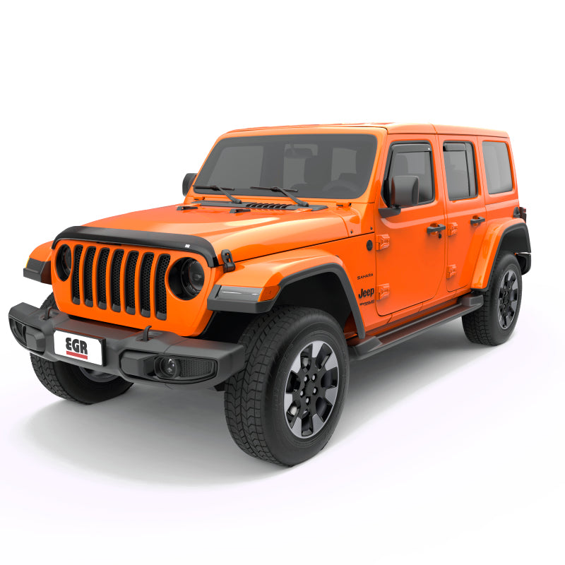 EGR 2018 jeep Wrangler JL SlimLine In-Channel WindowVisors Set of 4 - Dark Smoke EGR 2018 jeep Wrangler JL SlimLine In-Channel WindowVisors Set of 4 - Dark Smoke