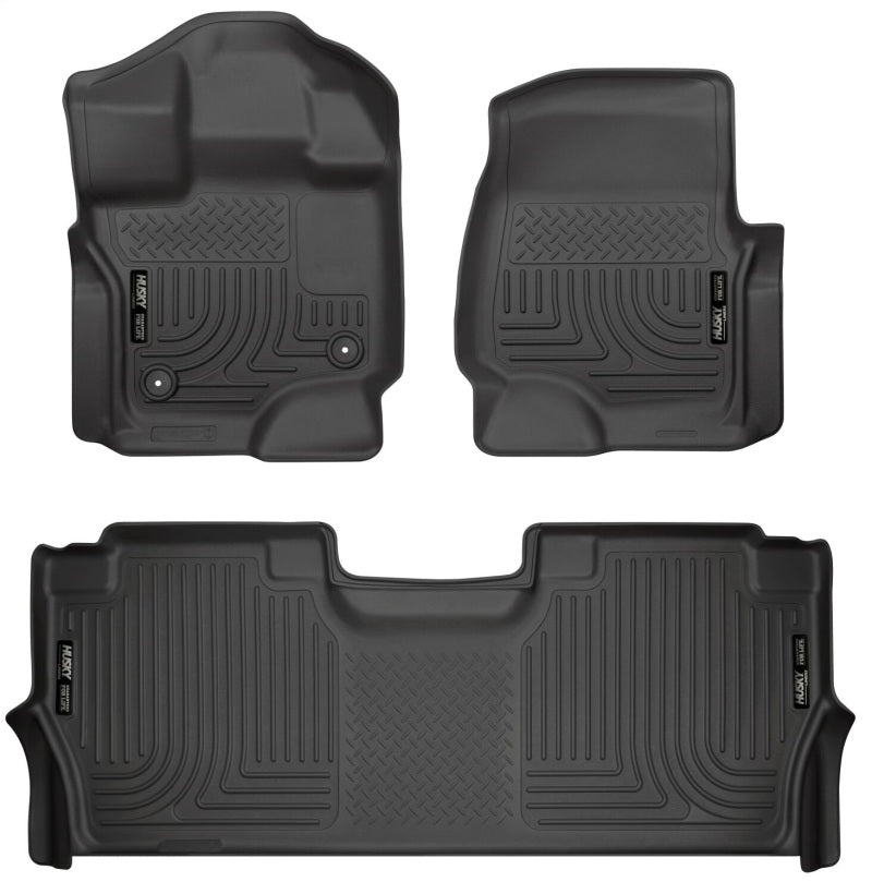 Husky Liners 21-24 Ford F-150 SuperCrew Weatherbeater Black Front & 2nd Seat Floor Liners Husky Liners 21-24 Ford F-150 SuperCrew Weatherbeater Black Front & 2nd Seat Floor Liners