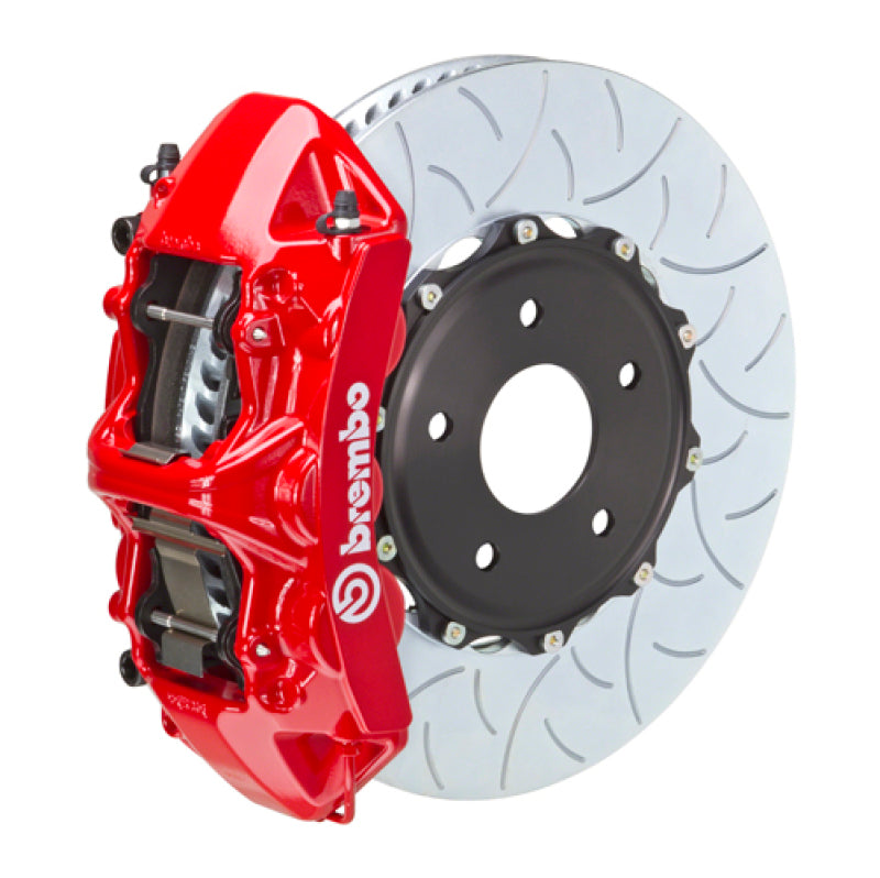 Brembo 08-15 Lancer Evo X Front GT BBK 6 Piston Cast 350x34 2pc Rotor Slotted Type-3-Red Brembo 08-15 Lancer Evo X Front GT BBK 6 Piston Cast 350x34 2pc Rotor Slotted Type-3-Red