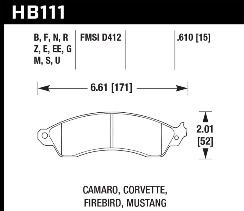 Hawk 94-04 Mustang Cobra / 88-95 Corvette 5.7L / 88-92 Camaro w/ Hvy Duty Brakes Front DTC-70 Pads Hawk 94-04 Mustang Cobra / 88-95 Corvette 5.7L / 88-92 Camaro w/ Hvy Duty Brakes Front DTC-70 Pads