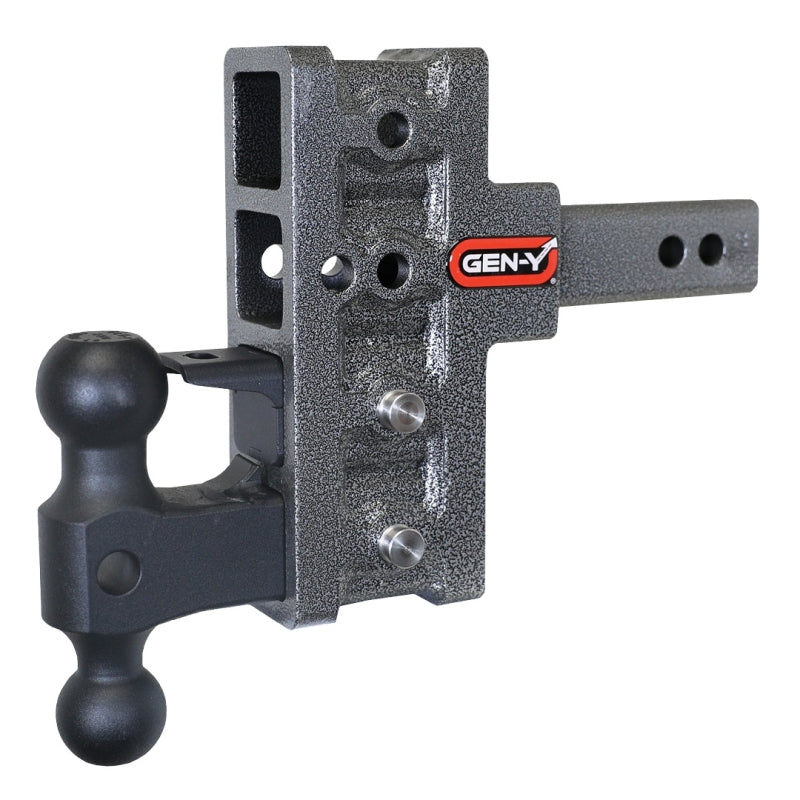 Gen-Y Mega Duty 2in Shank 5in Offset Drop 2K TW 16K Hitch w/GH-051 Dual-Ball/GH-032 Pintle Lock Gen-Y Mega Duty 2in Shank 5in Offset Drop 2K TW 16K Hitch w/GH-051 Dual-Ball/GH-032 Pintle Lock