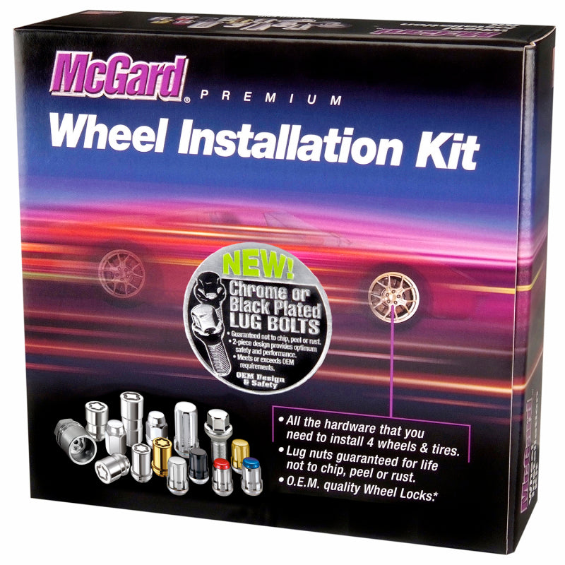 McGard 5 Lug Hex Install Kit w/Locks (Cone Seat Bolt) M12X1.25 / 17mm Hex / 25.6mm Shank L. - Black McGard 5 Lug Hex Install Kit w/Locks (Cone Seat Bolt) M12X1.25 / 17mm Hex / 25.6mm Shank L. - Black