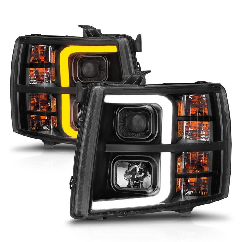 ANZO 2007-2013 Chevrolet Silverado 1500 Projector w/ Light Bar Black Housing w/ Sequential ANZO 2007-2013 Chevrolet Silverado 1500 Projector w/ Light Bar Black Housing w/ Sequential