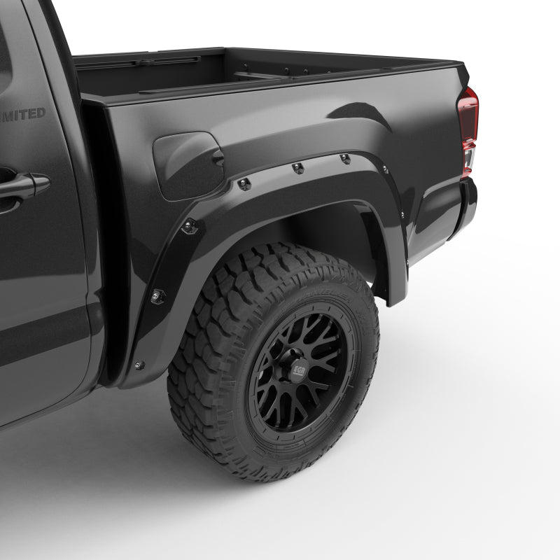 EGR 16+ Toyota Tacoma w/Mudflap Bolt-On Look Color Match Fender Flares - Set - Black EGR 16+ Toyota Tacoma w/Mudflap Bolt-On Look Color Match Fender Flares - Set - Black