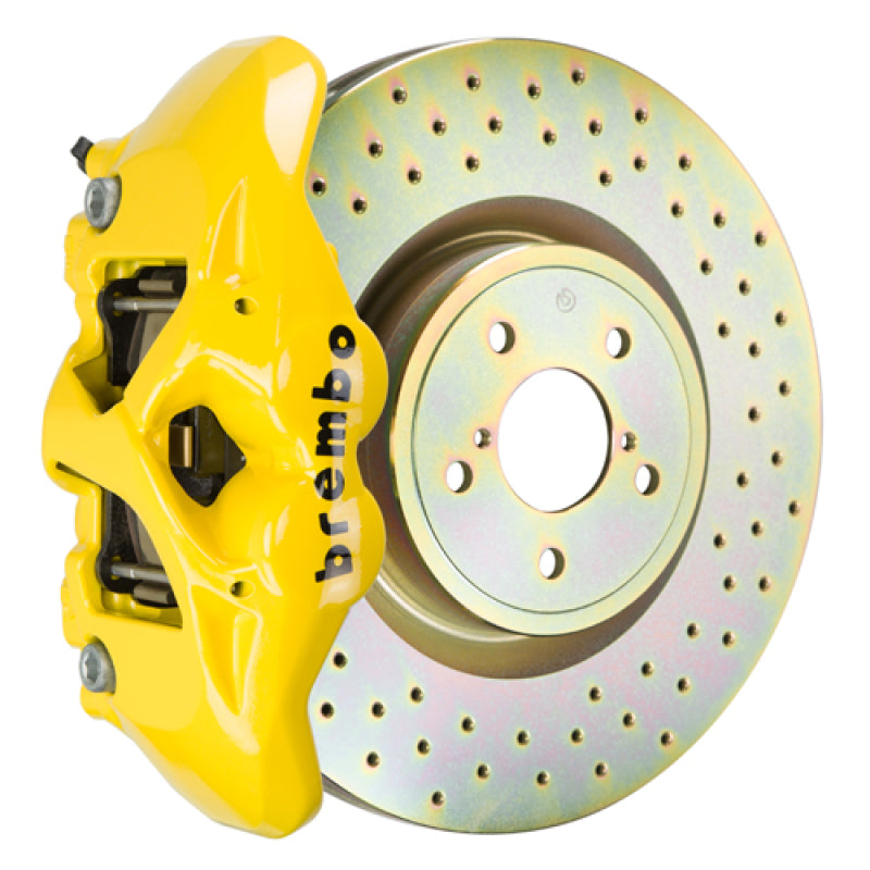 Brembo 02-07 Impreza/WRX/08-14 WRX Front GT BBK 4 Piston Cast 326 x30 1pc Rotor Drilled- Yellow Brembo 02-07 Impreza/WRX/08-14 WRX Front GT BBK 4 Piston Cast 326 x30 1pc Rotor Drilled- Yellow