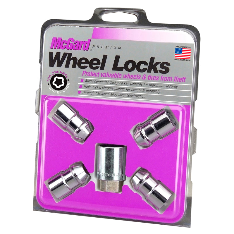 McGard Wheel Lock Nut Set - 4pk. (Cone Seat) 1/2-20 RH-LH / 13/16 Hex / 1.46in. Length - Chrome McGard Wheel Lock Nut Set - 4pk. (Cone Seat) 1/2-20 RH-LH / 13/16 Hex / 1.46in. Length - Chrome