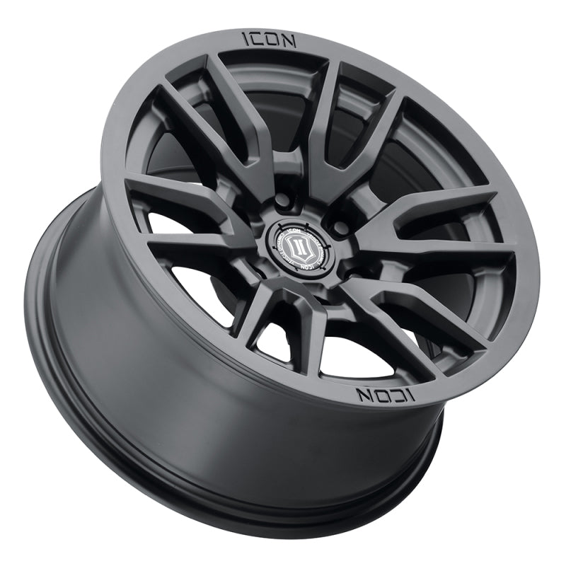 ICON Vector 6 17x8.5 6x5.5 0mm Offset 4.75in BS 106.1mm Bore Satin Black Wheel ICON Vector 6 17x8.5 6x5.5 0mm Offset 4.75in BS 106.1mm Bore Satin Black Wheel