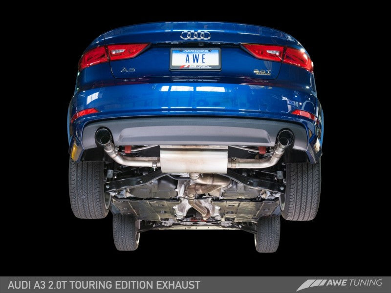 AWE Tuning Audi 8V A3 Touring Edition Exhaust - Dual Outlet Diamond Black 90 mm Tips AWE Tuning Audi 8V A3 Touring Edition Exhaust - Dual Outlet Diamond Black 90 mm Tips