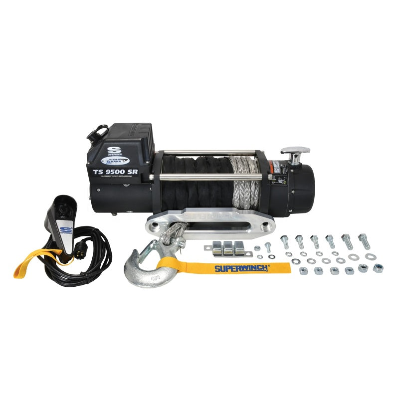 Superwinch 9500 LBS 12V DC 3/8in x 80ft Synthetic Rope Tiger Shark 9500 Winch Superwinch 9500 LBS 12V DC 3/8in x 80ft Synthetic Rope Tiger Shark 9500 Winch
