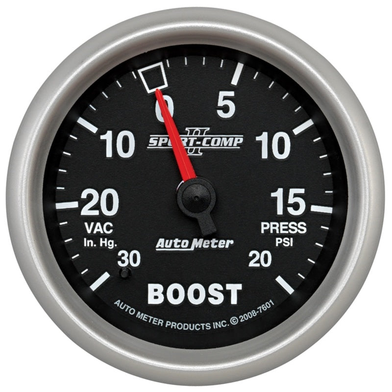 Autometer Sport-Comp II VAC/Boost 2 5/8in 30 IN HG-20PSI Mechanical Gauge Autometer Sport-Comp II VAC/Boost 2 5/8in 30 IN HG-20PSI Mechanical Gauge