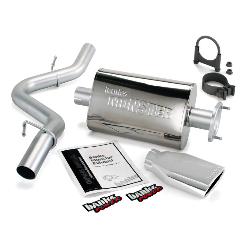 Banks Power 04-06 Jeep 4.0L Wrangler Unlimited Monster Exhaust Sys - SS Single Exhaust w/ Chrome Tip Banks Power 04-06 Jeep 4.0L Wrangler Unlimited Monster Exhaust Sys - SS Single Exhaust w/ Chrome Tip