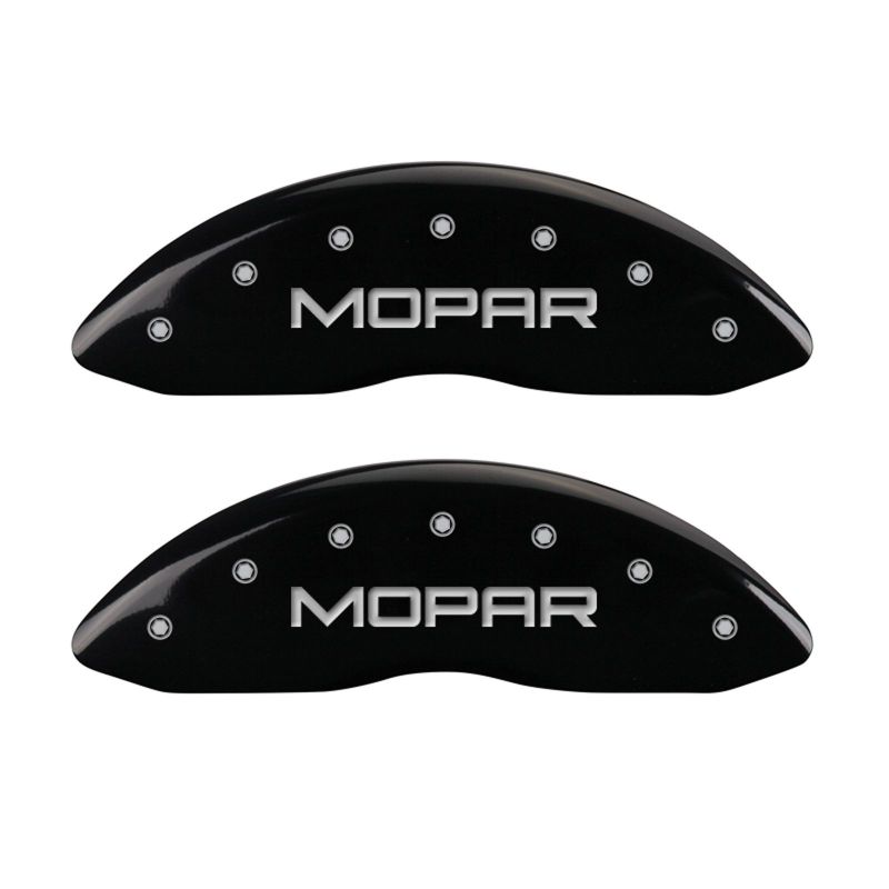 MGP 4 Caliper Covers Engraved Front & Rear MOPAR Black finish silver ch MGP 4 Caliper Covers Engraved Front & Rear MOPAR Black finish silver ch