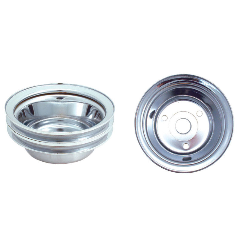 Spectre SB Chevy (w/Long Water Pump) Double Lower Groove Crankshaft Pulley - Chrome Spectre SB Chevy (w/Long Water Pump) Double Lower Groove Crankshaft Pulley - Chrome