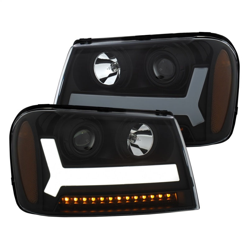 ANZO 2006-2009 Chevrolet Trailblazer Projector Headlights w/ Plank Style Design Black w/ Amber ANZO 2006-2009 Chevrolet Trailblazer Projector Headlights w/ Plank Style Design Black w/ Amber