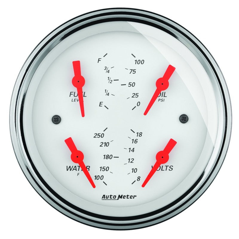 Autometer Arctic White 5in Quad GA, Fuel Level, 0-90 OHM Autometer Arctic White 5in Quad GA, Fuel Level, 0-90 OHM
