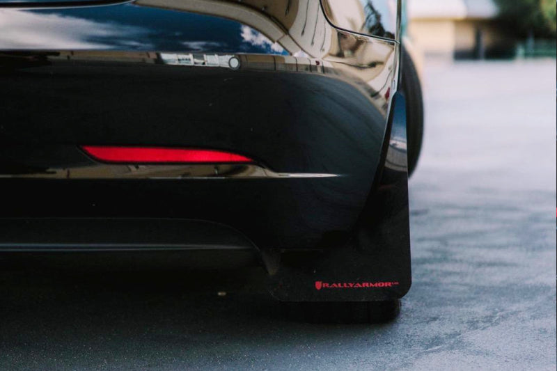 Rally Armor 17-23 Tesla Model 3 Black UR Mud Flap w/Red Logo Rally Armor 17-23 Tesla Model 3 Black UR Mud Flap w/Red Logo