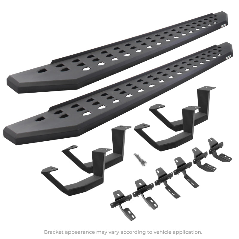Go Rhino 2022 Toyota Tundra Crew Max Kit w/RB20 Running Board + Brkts + 4 RB20 Drop Steps - Tex. Blk Go Rhino 2022 Toyota Tundra Crew Max Kit w/RB20 Running Board + Brkts + 4 RB20 Drop Steps - Tex. Blk