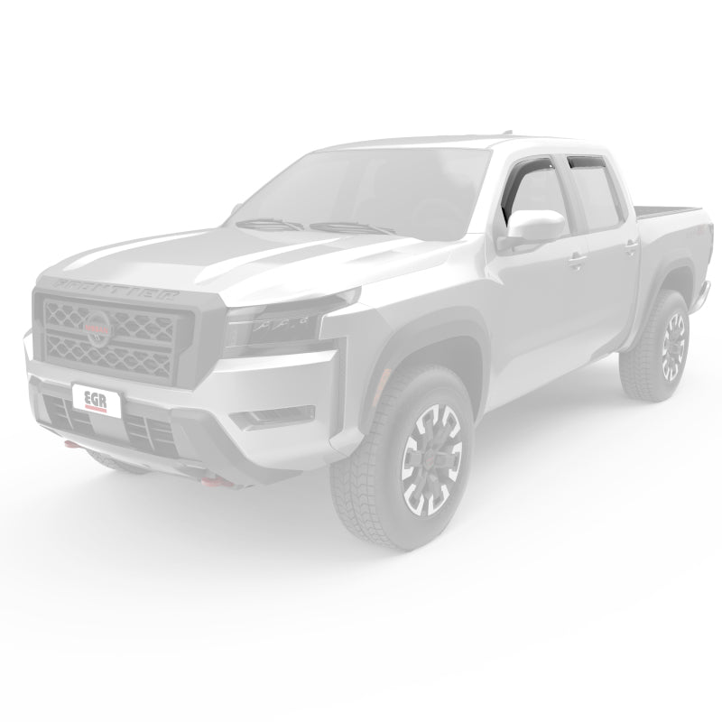 EGR 2022+ Nissan Frontier In Channel Window Visors Front/Rear Set Matte Black Crew Cab EGR 2022+ Nissan Frontier In Channel Window Visors Front/Rear Set Matte Black Crew Cab