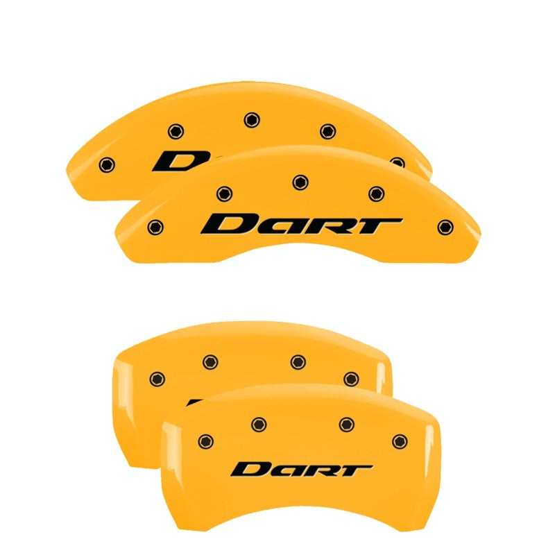 MGP 4 Caliper Covers Engraved Front & Rear With out stripes/Dart Yellow finish black ch MGP 4 Caliper Covers Engraved Front & Rear With out stripes/Dart Yellow finish black ch