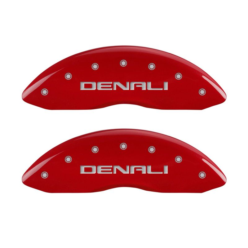 MGP 4 Caliper Covers Engraved Front & Rear Denali Red finish silver ch MGP 4 Caliper Covers Engraved Front & Rear Denali Red finish silver ch