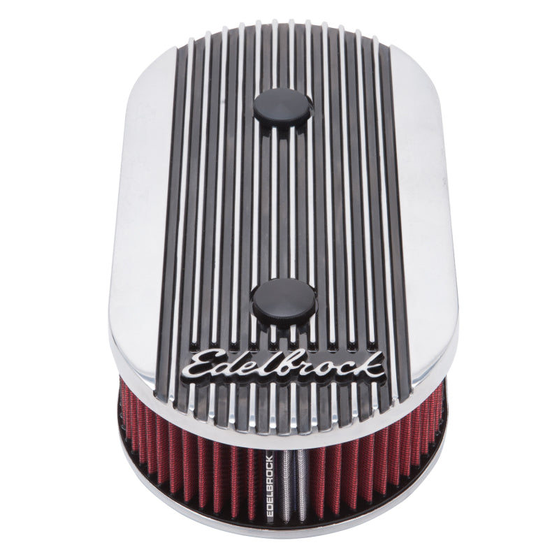 Edelbrock Air Cleaner Elite II Oval Dual-Quad Carbs 2 5In Red Element Polished Edelbrock Air Cleaner Elite II Oval Dual-Quad Carbs 2 5In Red Element Polished