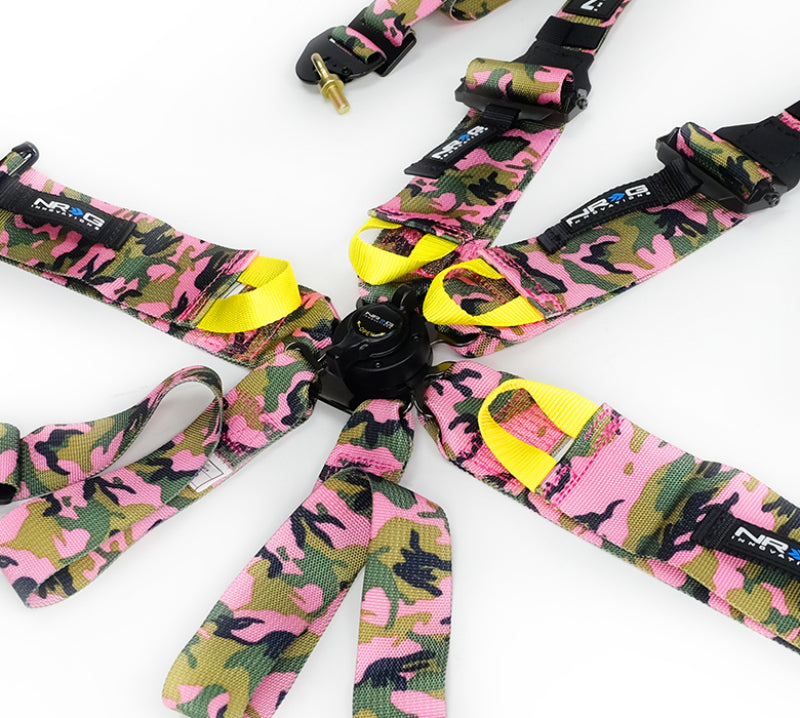 NRG FIA 6pt 2in. Shoulder Belt for HANS Device/ Rotary Cam Lock Buckle/ 3in. Waist Belt - Pink Camo NRG FIA 6pt 2in. Shoulder Belt for HANS Device/ Rotary Cam Lock Buckle/ 3in. Waist Belt - Pink Camo