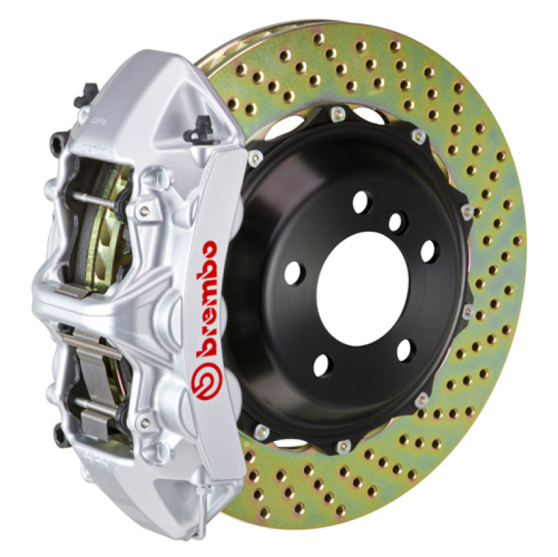 Brembo 05-14 Mustang GT Excl non-ABS Equipped Fr GT BBK 6Pist Cast 355x32 2pc Rtr Drill-Silver Brembo 05-14 Mustang GT Excl non-ABS Equipped Fr GT BBK 6Pist Cast 355x32 2pc Rtr Drill-Silver