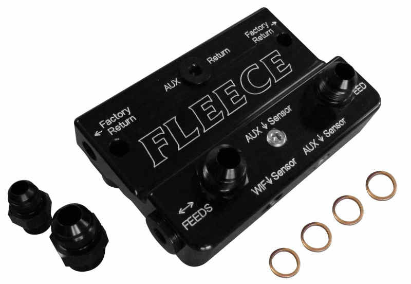 Fleece Performance 10-12 Dodge 6.7L Cummins 4th Gen Fuel Distribution Block Fleece Performance 10-12 Dodge 6.7L Cummins 4th Gen Fuel Distribution Block
